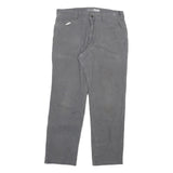 CARHARTT Mens Grey Relaxed Fit Straight Leg Trousers W36 L32 Cotton Blend Zip