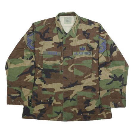 AMERICAN APPAREL Mens Green Camouflage Military Cotton Blend Jacket XL Button