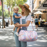 Anysort Mommy Diaper Bag Pink Unicorn Shoulder Bag with Internal Zip Pocket Waterproof Handbag for Travel and Sports