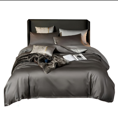 Anycozy King Bed Sheet Set – Deep Grey & Light Grey Ultra‑Soft Luxury Egyptian Cotton Bedding Cover, 6‑Piece Ensemble