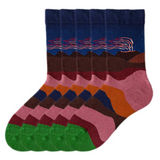 Anyfootwear 5 Pairs Size 5-9 Unisex Long Socks Cartoon Volcanic Eruption Nature Print Design Warm Winter Socks Comfortable Casual Foot Accessories