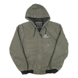 CCF Mens Green Cotton Blend Zip Hooded Jacket S Wildwood Grilling Logo