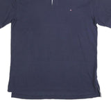 TOMMY HILFIGER Mens Navy Blue Cotton Blend Polo Shirt XL Classic Fit Short