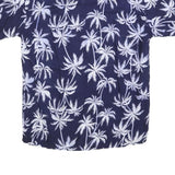 Mens Blue White Palm Tree Rayon Shirt L Short Sleeve Casual Summer Beachwear
