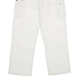 REPLAY Mens Nylon White Regular Cargo Trousers W32 L30 Button Closure