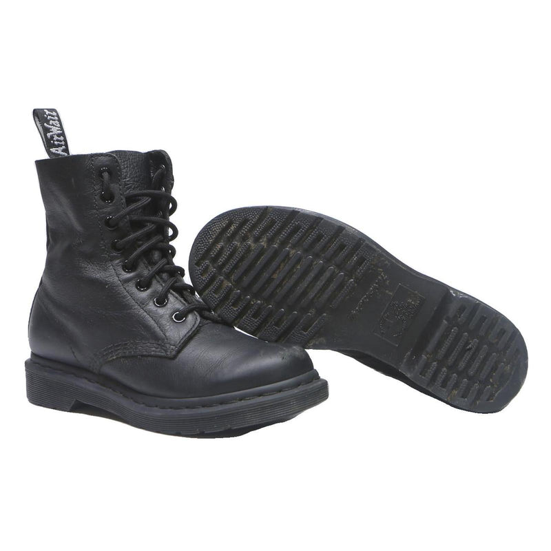 DR MARTENS Womens Lace-Up Leather Boots Black UK 4 Classic Durable Comfort Style