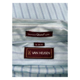 Van Heusen Striped Shirt - Large Blue Nylon