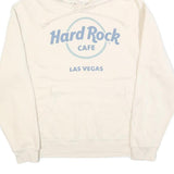 HARD ROCK CAFE Mens White Hoodie S Printed Logo Casual Cotton Blend