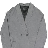 PULL&BEAR Womens Black & White Check Tailored Blazer S Polyester Blend Woven