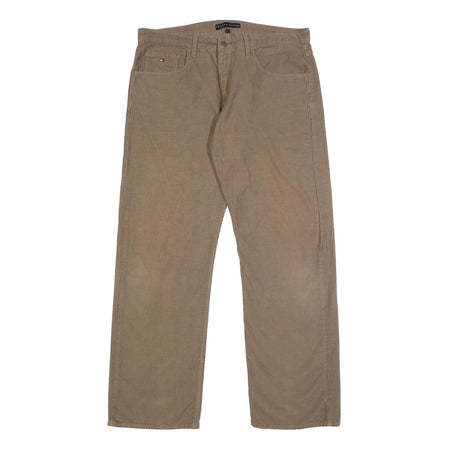 TOMMY HILFIGER Mens Cotton Beige Relaxed Straight Trousers W36 L32 Casual