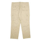 Beige Mens Regular Fit Cotton Cargo Trousers W38 L31 Casual Workwear Zip