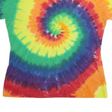 KOLOA Mens Yellow & Multicolour Tie Dye T-Shirt 2XL Short Sleeve V-Neck Cotton