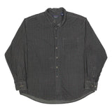 TRADER BAY Mens Grey Check Shirt L Cotton Button Down Long Sleeve Casual