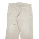 CARHARTT Mens Cotton Blend Beige Relaxed Straight Trousers W36 L27 Workwear Zip