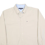 TOMMY HILFIGER Mens Beige Casual Shirt XL Classic Button-Down Pocket Cotton