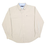 TOMMY HILFIGER Mens Beige Casual Shirt XL Classic Button-Down Pocket Cotton
