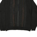 PRONTO UOMO Mens Black Patterned Acrylic Jumper Crew Neck Basic Knit L Casual