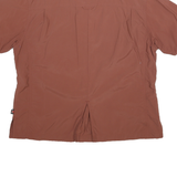 HTE Womens Brown Shirt L Button Down Casual Polyester Blend Short Sleeve