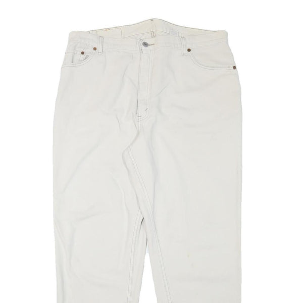 LEVI'S Womens 550 Tapered Relaxed White Denim W36 L30 Cotton Blend Zip Jeans