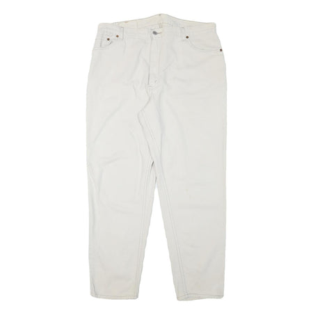 LEVI'S Womens 550 Tapered Relaxed White Denim W36 L30 Cotton Blend Zip Jeans