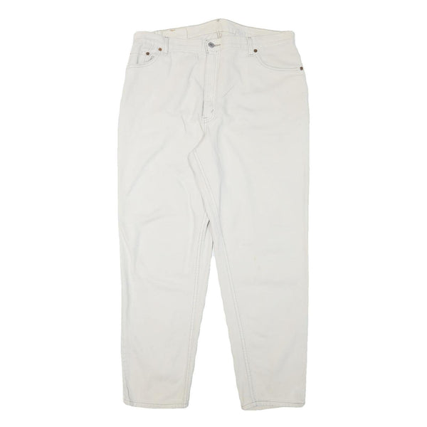 LEVI'S Womens 550 Tapered Relaxed White Denim W36 L30 Cotton Blend Zip Jeans