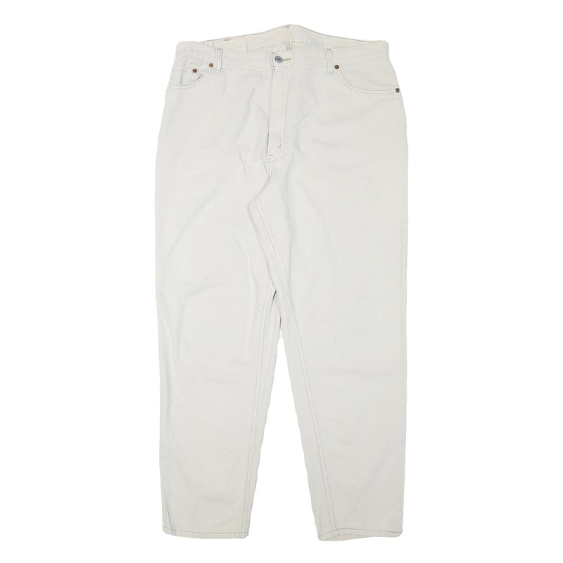 LEVI'S Womens 550 Tapered Relaxed White Denim W36 L30 Cotton Blend Zip Jeans