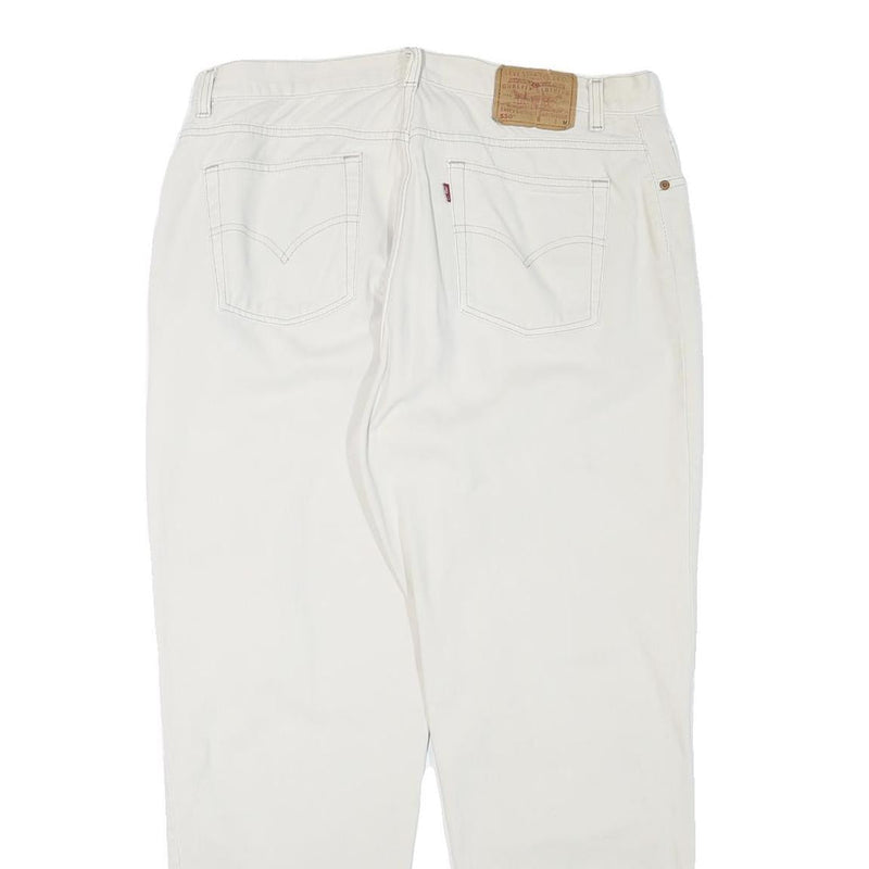 LEVI'S Womens 550 Tapered Relaxed White Denim W36 L30 Cotton Blend Zip Jeans