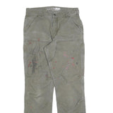 CARHARTT Mens Relaxed Zip Cotton Blend Green Trousers W31 L34 Workwear Utility