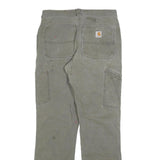 CARHARTT Mens Relaxed Zip Cotton Blend Green Trousers W31 L34 Workwear Utility