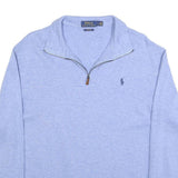POLO RALPH LAUREN Mens Blue Plain Cotton Pullover Jumper Crew Neck L Casual