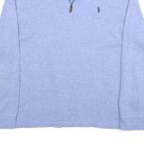 POLO RALPH LAUREN Mens Blue Plain Cotton Pullover Jumper Crew Neck L Casual