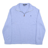 POLO RALPH LAUREN Mens Blue Plain Cotton Pullover Jumper Crew Neck L Casual