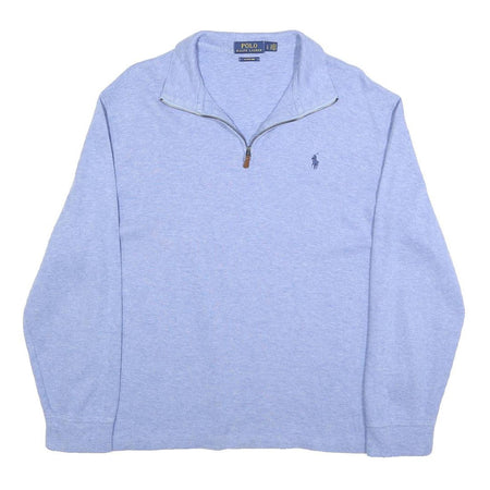 POLO RALPH LAUREN Mens Blue Plain Cotton Pullover Jumper Crew Neck L Casual