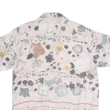 DE VILLE Womens Pink Printed Silk Shirt Short Sleeve Collar S Elegant Floral