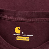 Carhartt T-Shirt - Small Burgundy Cotton