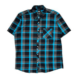 Quiksilver Checked Short Sleeve Shirt - 2XL Blue Cotton