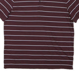 CALVIN KLEIN Mens Maroon & White Striped Short Sleeve Polo Shirt L Cotton Blend