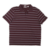 CALVIN KLEIN Mens Maroon & White Striped Short Sleeve Polo Shirt L Cotton Blend