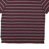 CALVIN KLEIN Mens Maroon & White Striped Short Sleeve Polo Shirt L Cotton Blend