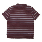 CALVIN KLEIN Mens Maroon & White Striped Short Sleeve Polo Shirt L Cotton Blend