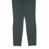 MASSIMO DUTTI Womens Cotton Blend Green Slim Straight Trousers W27 L30 Elegant