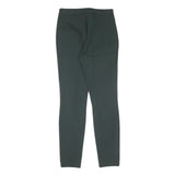 MASSIMO DUTTI Womens Cotton Blend Green Slim Straight Trousers W27 L30 Elegant