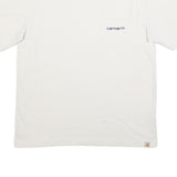 CARHARTT Mens White T-Shirt L Short Sleeve Crew Neck Branded Pocket Logo