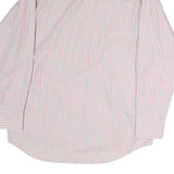 LACOSTE Mens Pink & White Striped Shirt L Button-Down Collar Cotton Dress Shirt