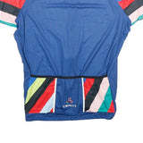 CEROTI Mens Blue & Red Graphic Cycling Jersey M Short Sleeve Zip Neck