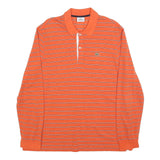 LACOSTE Mens Orange & White Striped Long Sleeve Polo Shirt XL Cotton Blend