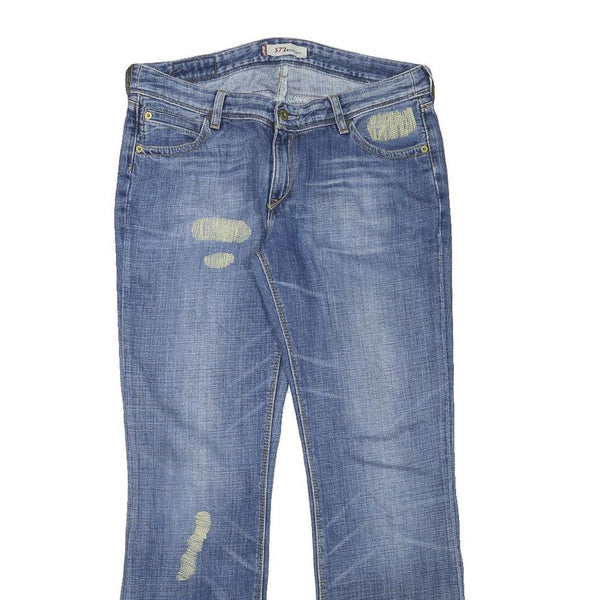LEVI'S 572 Womens Jeans Blue Regular Straight Denim Medium W32 L30 Distressed