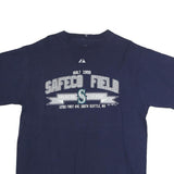 MAJESTIC Mens Blue Safeco Field Graphic T-Shirt L Short Sleeve Crew Neck Cotton