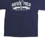 MAJESTIC Mens Blue Safeco Field Graphic T-Shirt L Short Sleeve Crew Neck Cotton