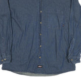 DICKIES Mens Blue Denim Shirt L Cotton Blend Casual Workwear Button Down Pocket